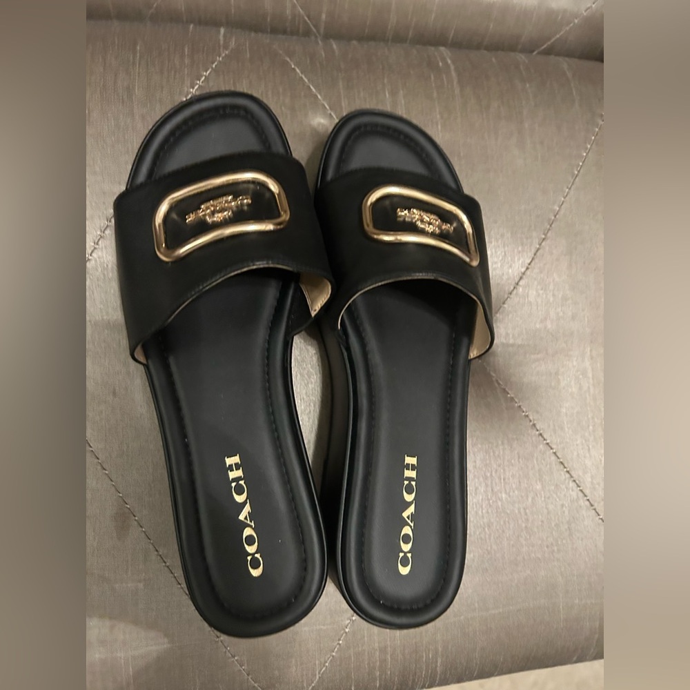 Coach Black Minimalist Slide Sandals